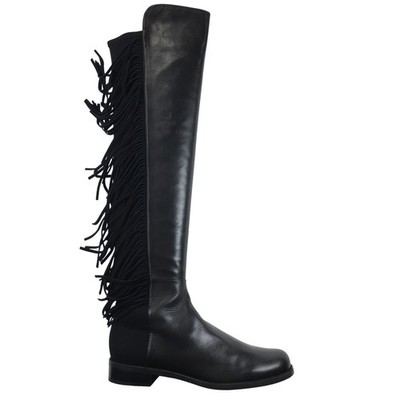 NEW Stuart Weitzman 5050 Fringe Over Knee Boots Shoes Womens Size 11.5 C Black