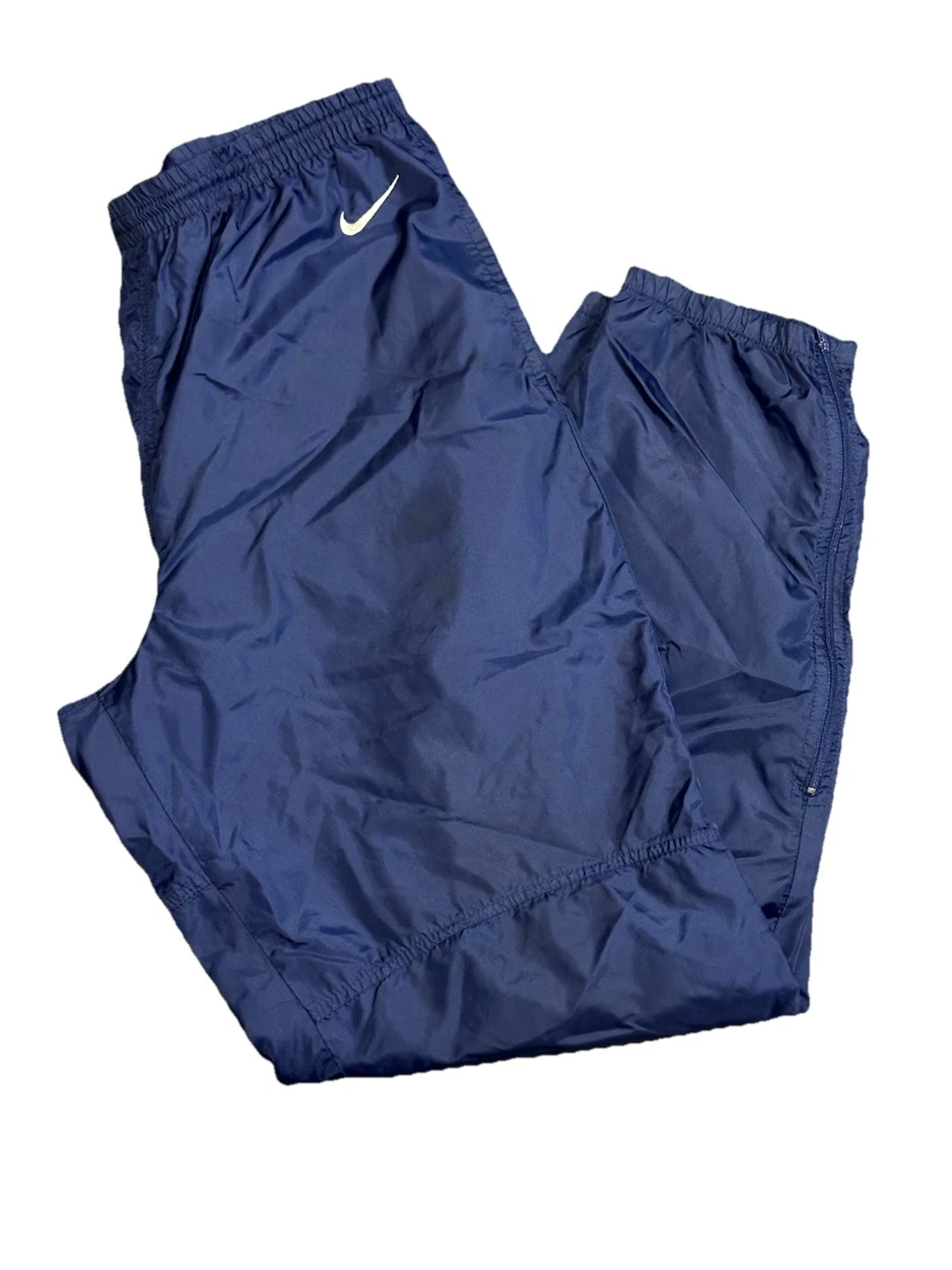 Vintage 90s Nike Track Pants Size L Blue Swoosh Essential Y2K Skater Lightweight