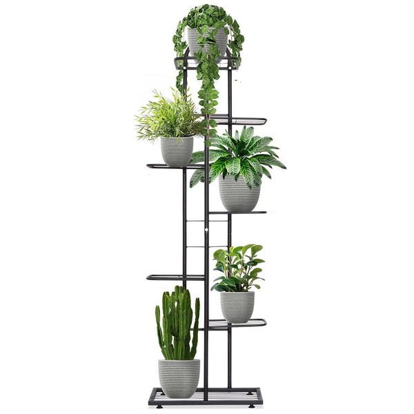 BlumenstäNder Metall Schwarz 138Cm 7 Ebenen Pflanzregal Loft Vilde 569810-image