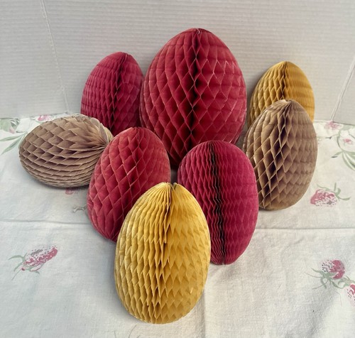 Very vintage honeycomb tissue paper Easter egg decorations made in USA