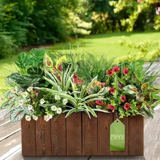 19PCS Artificial Plants Outdoor UV Resistant Faux Greenery Stems & Flowers Re...