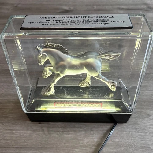 Vintage 80's Budweiser Bud Light Clydesdale Horse Lighted Beer Sign