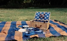 Matilda Jane Just Imagine Windowpane Plaid Picnic Blanket Blue NWT 54" x 79" NIB