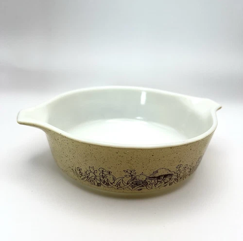 Vintage Pyrex Forest Fancies Mushroom Small Casserole Dish 471-B NO Lid