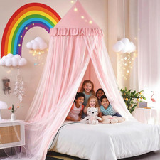 31.5Inch Large Dome Bed Canopy for Girls, Double Layer Dreamy Ruffle Princess Ca