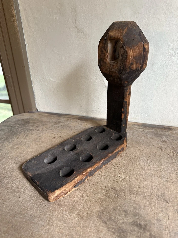 Make Do Hanging Spoon Holder Best Antique Wood Grungy Surface Dark Patina - Image 2 of 4