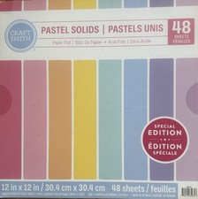 PASTEL SOLIDS CRAFT SMITH 12 X 12 SCRAPBOOKING CARDSTOCK PAPER PAD 48 SHEETS
