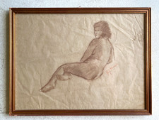 QUADRO DISEGNO SANGUIGNA CARTA Gigi Comolli NUDO DONNA STUDIO FIGURA FEMMINILE