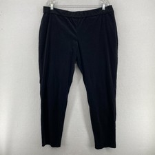 EILEEN FISHER Pants L Fine Wale Corduroy Stretch Slim Ankle Side Zip Black USA