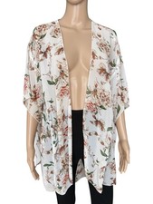 Emory Park Caley Crocket Detail White Floral Kimono Size Large