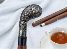 walking sticks Antique Brass Engraved Head Handle Victorian Handcraft