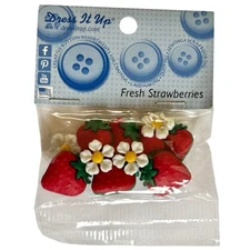 Dress It Up Fresh Strawberries and Daisy Buttons & Embellishments - 3D Shank 087