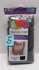 NEW Women's Fruit Of The Loom Cotton Briefs 5 Pack Underwear 9/2XL BLACK