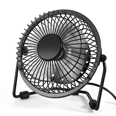 AMKEN Small Desk Fan, 4 Inch USB Fan Powered by USB, 360° Rotation - Black 