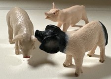 Lote de 3 juguetes clásicos de granja de lechones de alimentación Schleich Sow Pig D-73527 & Safari Ltd