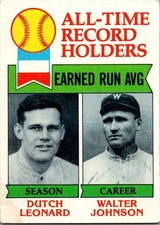 1979 Topps - All-Time Record Holders Walter Johnson, Dutch Leonard #418