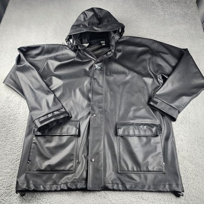 Helly Hansen Jacket Mens Large Black Rain Performance Hooded Parka Coat Workwear