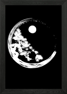 Bonsai Yin Yang Baum gerahmtes Wandbild Poster Leinwanddruck Bild