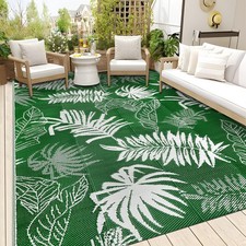 Falflor Outdoor Rug 8x10 Patio, Reversible Plastic Straw, Waterproof, UV Protect