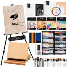 174 Pcs All-in-Art Painting Set with Beech Wood Easel