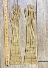 Antique vintage Victorian Silk Knit off white Elbow Length ladies evening Gloves