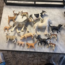 Lot of 14 Schleich Farm Animals Horses Cows Pigs Cat Dog Sheep Deer + 3 non 