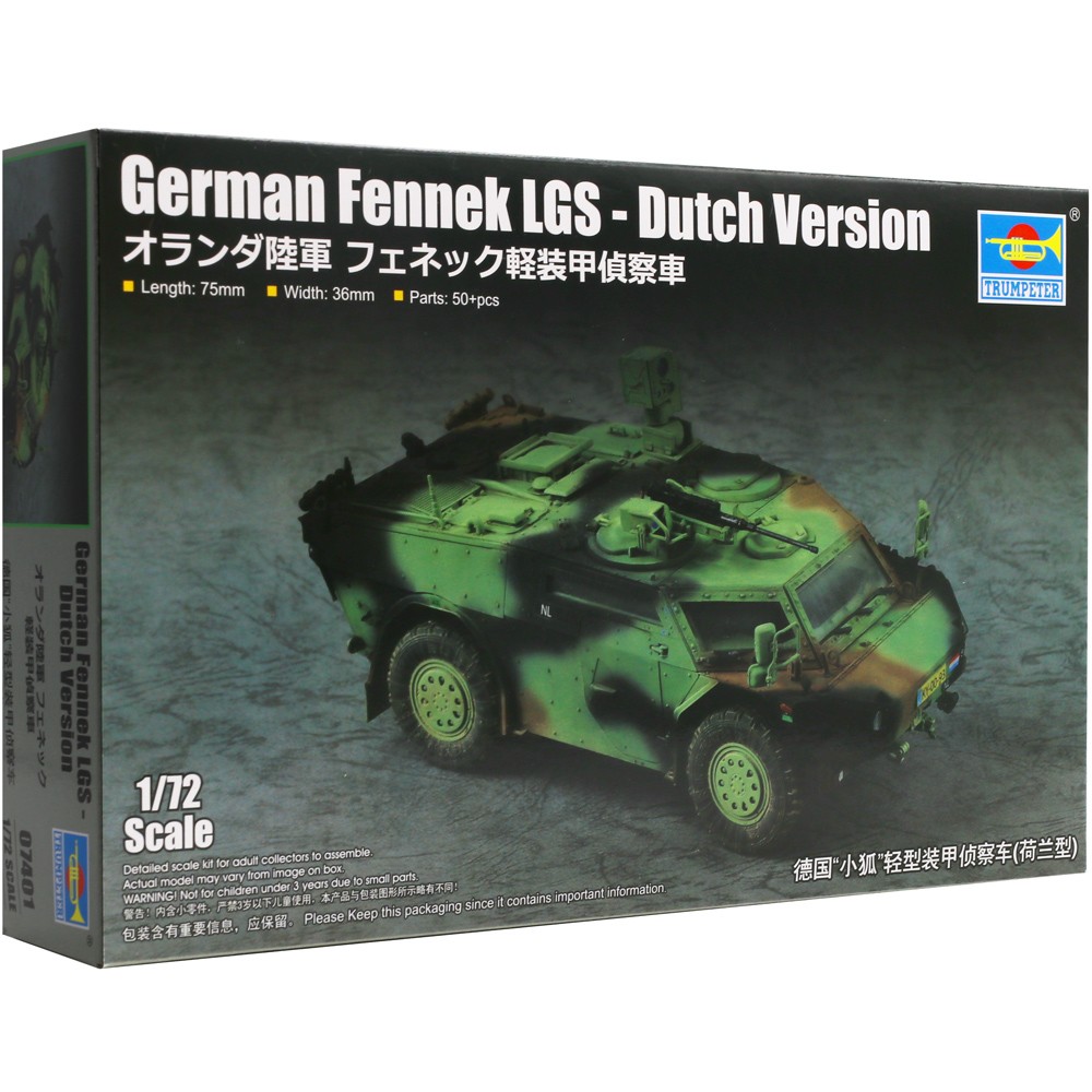 Trumpeter German Fennek LGS Military Model Kit 07401 Scale 1/72 Dutch Version