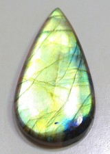 54 Ct 6X24X45 mm Natural Green Fire Labradorite Pear Cabochon Gemstone QY-164