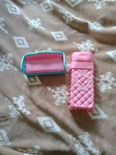 Barbie Bed and sofa- Vintage - Pink Plastic - Used 1995 Mattel
