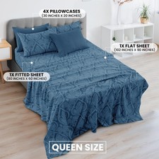 LUX D cor Paisley Queen 6 Piece Sheet Set Ultra-Soft Microfiber NAVY Sheets