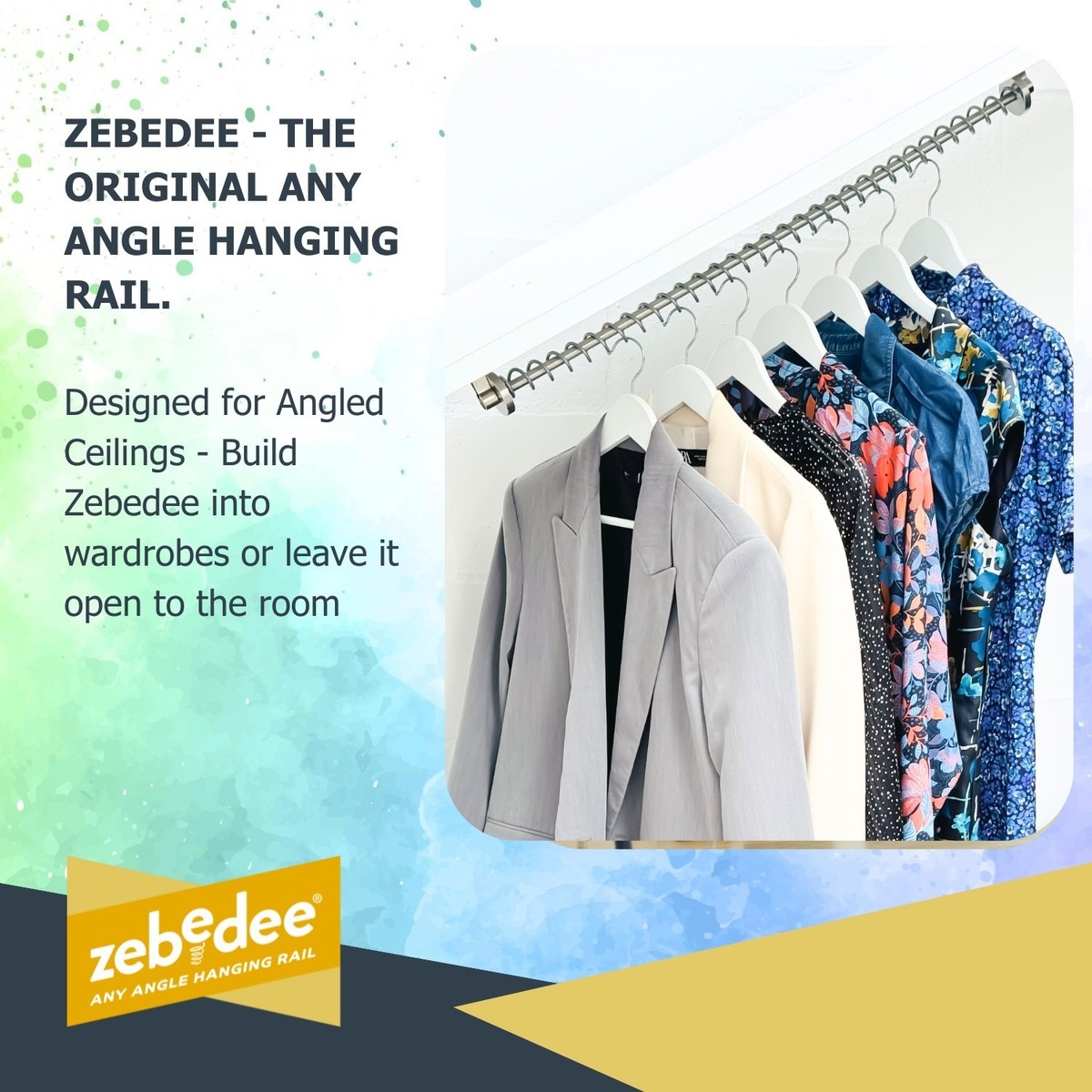 Rail Diy Clothes Hanging Rail For Sloping Ceiling L Shape Corner - Main Image