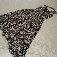 Adrianna Papell Dress 2 Black White Floral A Line Sleeveless Midi Elegant  Sheer