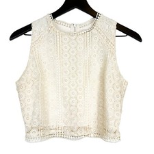NWT Abercrombie Fitch Lace Crop Top Sleeveless Ivory 48 - S