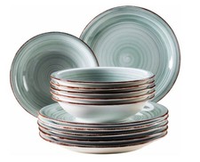 Home affaire 12-tlg Tafelservice Bel Tempo Keramik rustikal Holzoptik Dekor