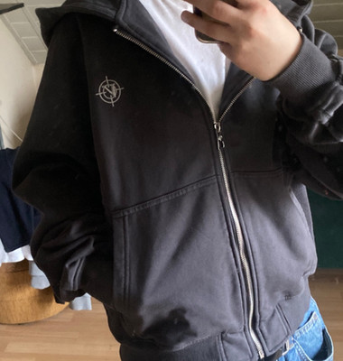 vicinity inside out ash grey zip up hoodie