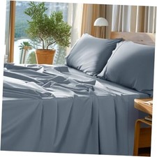 100 Egyptian Cotton Sheets Set - 1000 High Thread Count, King French Blue