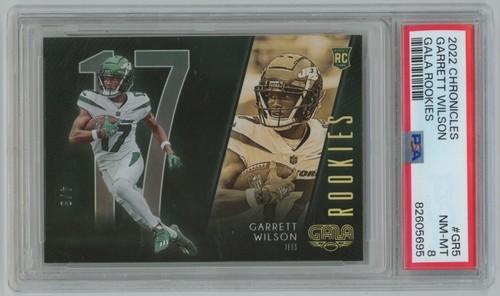 2022 Panini Chronicles Gala Garrett Wilson RC /8 PSA 8 #GR-5 Rookie Jets