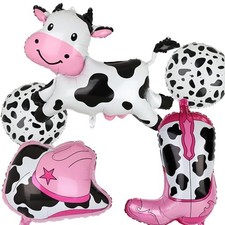 Big Cow Balloons Cow Print Cowgirl Boot Balloons Cowgirl Hat Balloon 5 Pcs