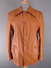 VINTAGE 1970's CLASSIC REVERSIBLE TAN LEATHER/SUEDE JACKET 36 INCH