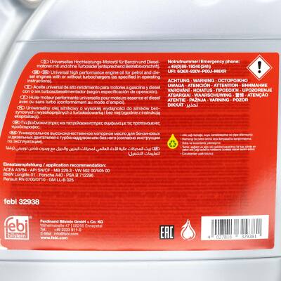Motoröl Motor Öl Febi 32938 SAE 5W-40 2 X 5 Liter für Alfa