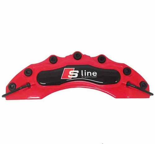 4x ABS PLASTIC For Audi S Line Brake Caliper Covers Set Kit Red + SILICONE - Picture 5 of 7
