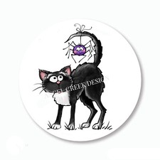 Whimsical Halloween Black Cat w/Spider Stickers Halloween Favors Envelope Seals