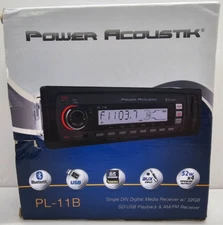 Power Acoustik PL-11B In-Dash CAR RADIO STEREO BLUETOOTH RECEIVER w/FACEPLATE