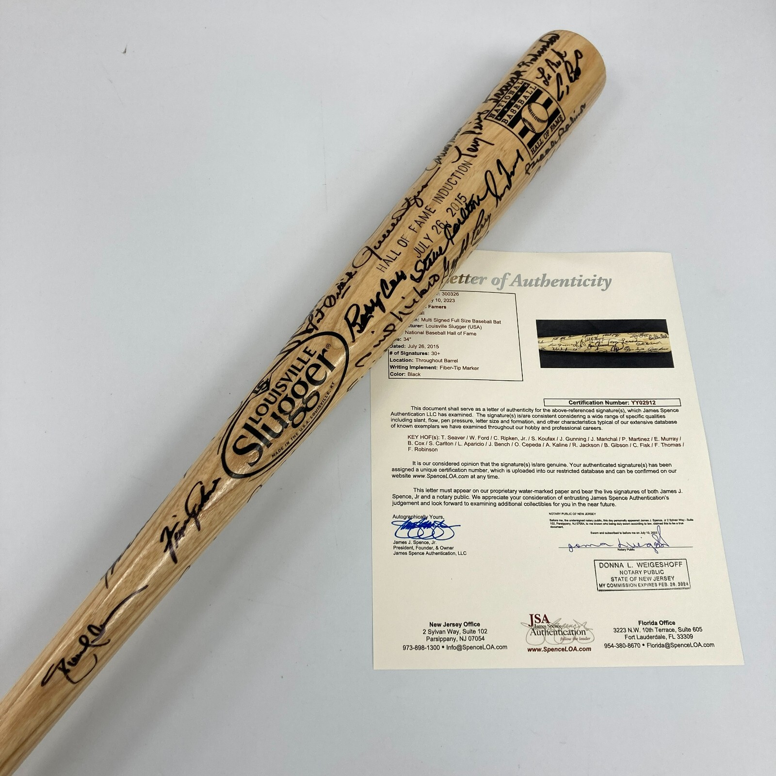 Sandy Koufax Autographed Signed 2015 Hall Of Fame Induction Multi Baseball Bat 46 Sigs JSA 