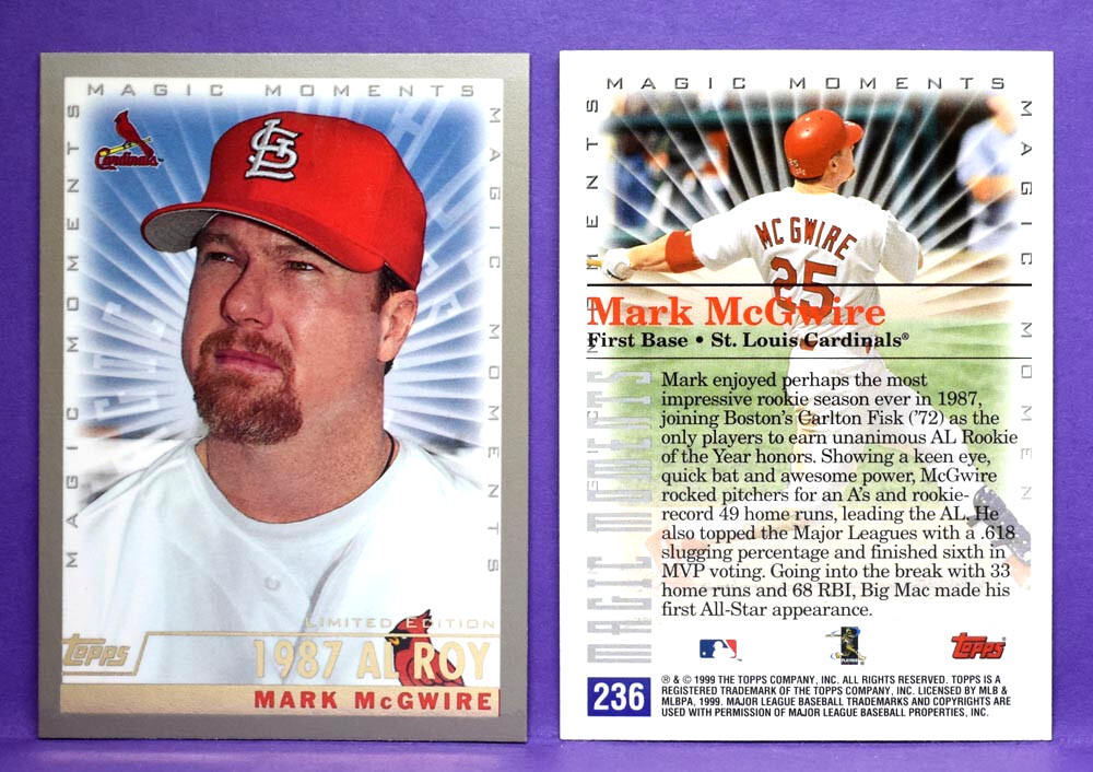 Mark McGwire 2000 Topps Limited Edition MAGIC MOMENTS #236B 1987 AL ROY 1 of 800