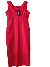 Pretty Little Thing brand new red sleeveless polyester spandex dress US size 12