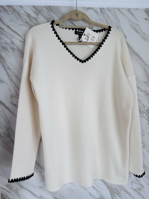 QED Bnwt Oversize Jumper Cream & Black Size S/M