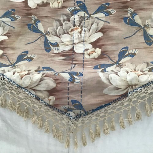 Lovely vintage French Portière Curtain / Valance Dragonfly and Waterlily - Picture 2 of 10
