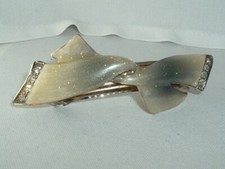 VINTAGE GLITTERED CELLULOID RHINESTONE RIBBON HAIR BARRETTE UP DO HAIR ACCESSORY