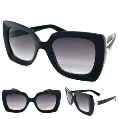 Oversize Classic Elegant Vintage Retro Style SUNGLASSES Large Square Black Frame